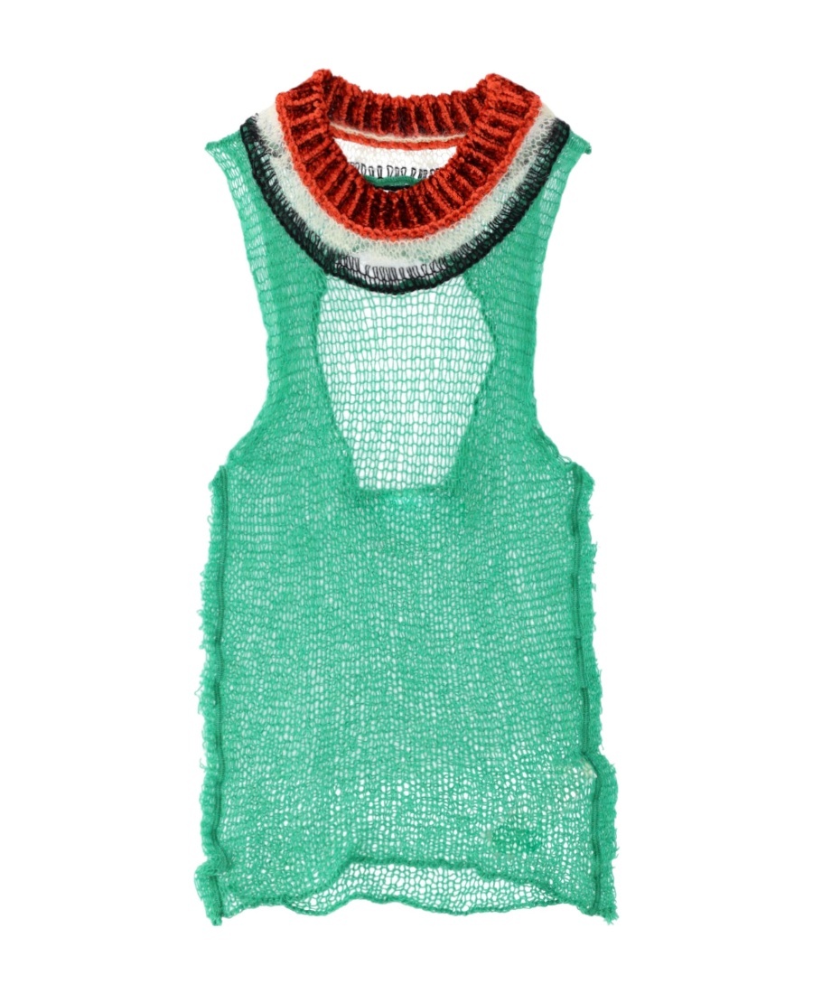 Marni Open-back Open-knit Top In Green