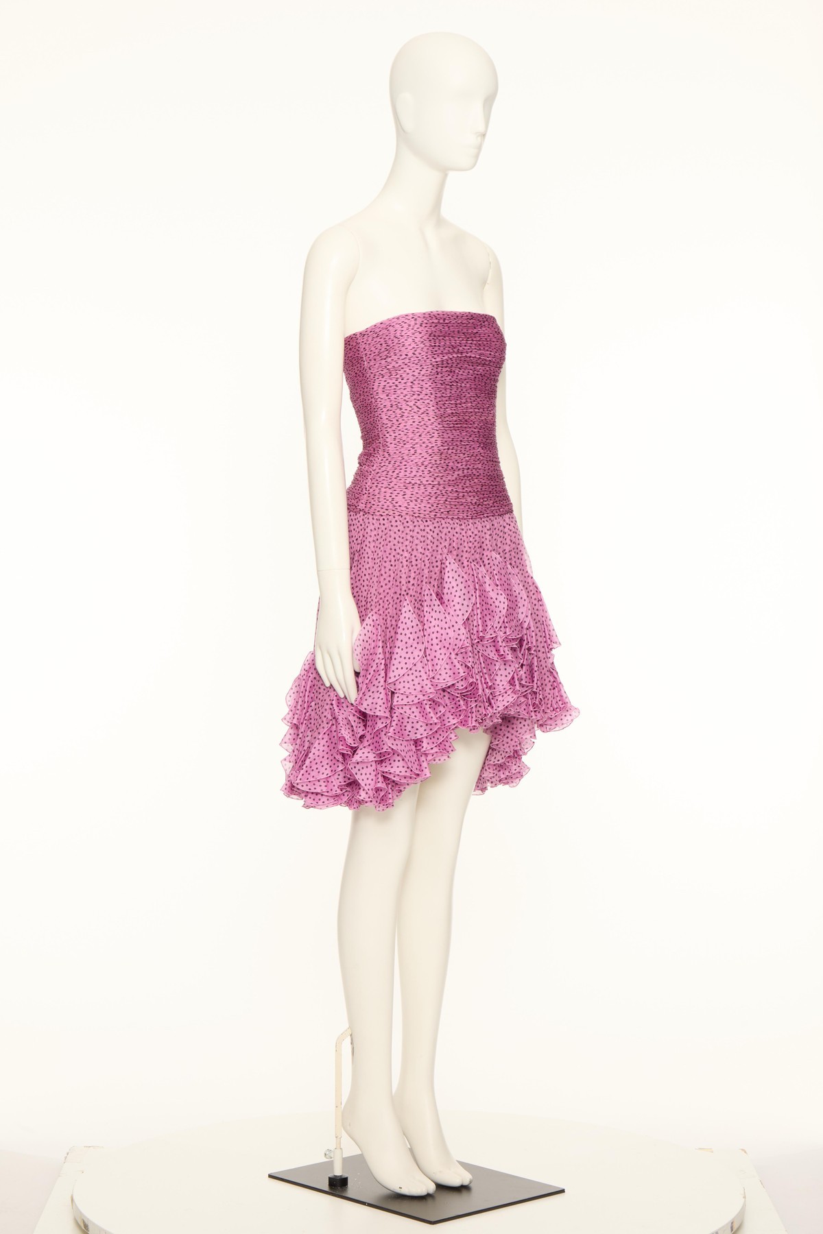 Valentino Chiffon Asymmetric Dress In Rose Pure Dew