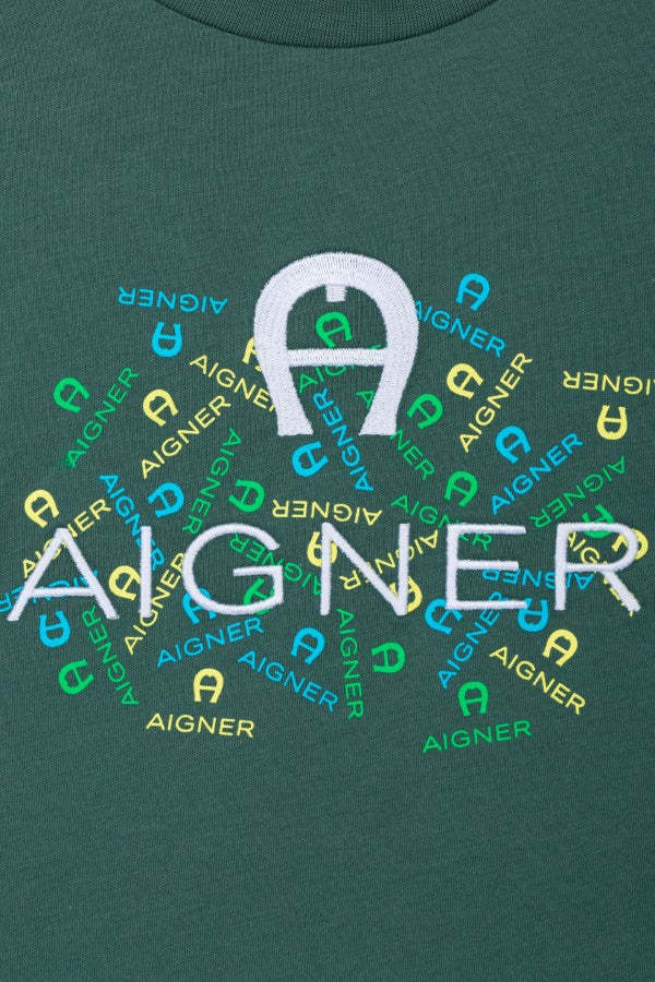 Shop Aigner Logo-embroidered T-shirt In Green
