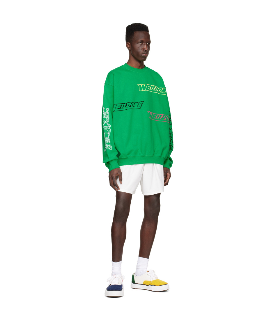 We11 Done Logo Details Hoodie In Green