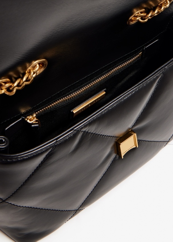Tory Burch Small Kira Diamond Quilted Convertible Leather Shoulder Bag In Black
