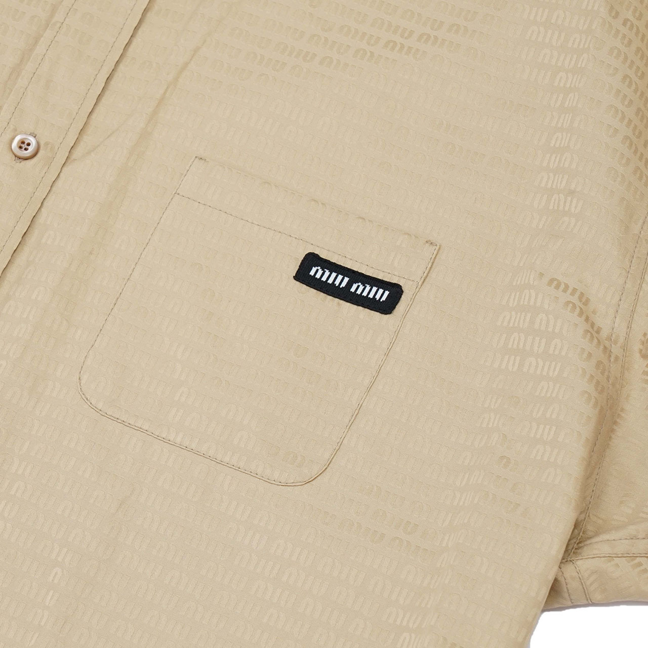 Miu Miu Long-sleeved Shirt Dress In Nude