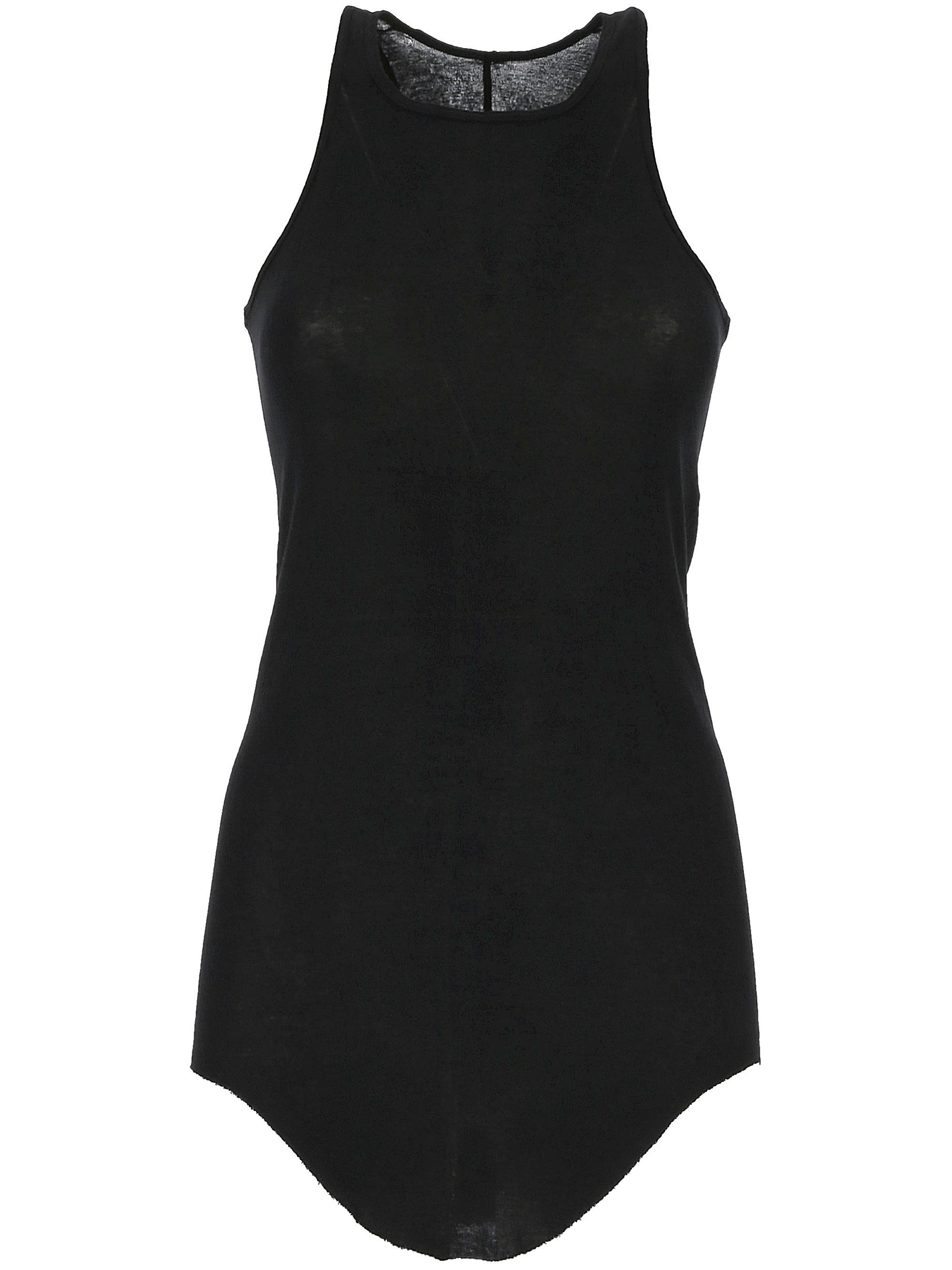 Rick Owens Black Ribbed Tank Top With Curved Hem In Viscose And Silk Blend Woman In Black