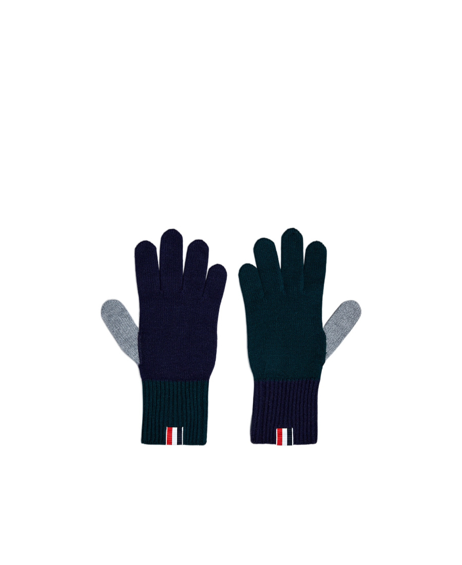 Shop Thom Browne Fun Mix Intarsia-knit Logo Wool Gloves In Black