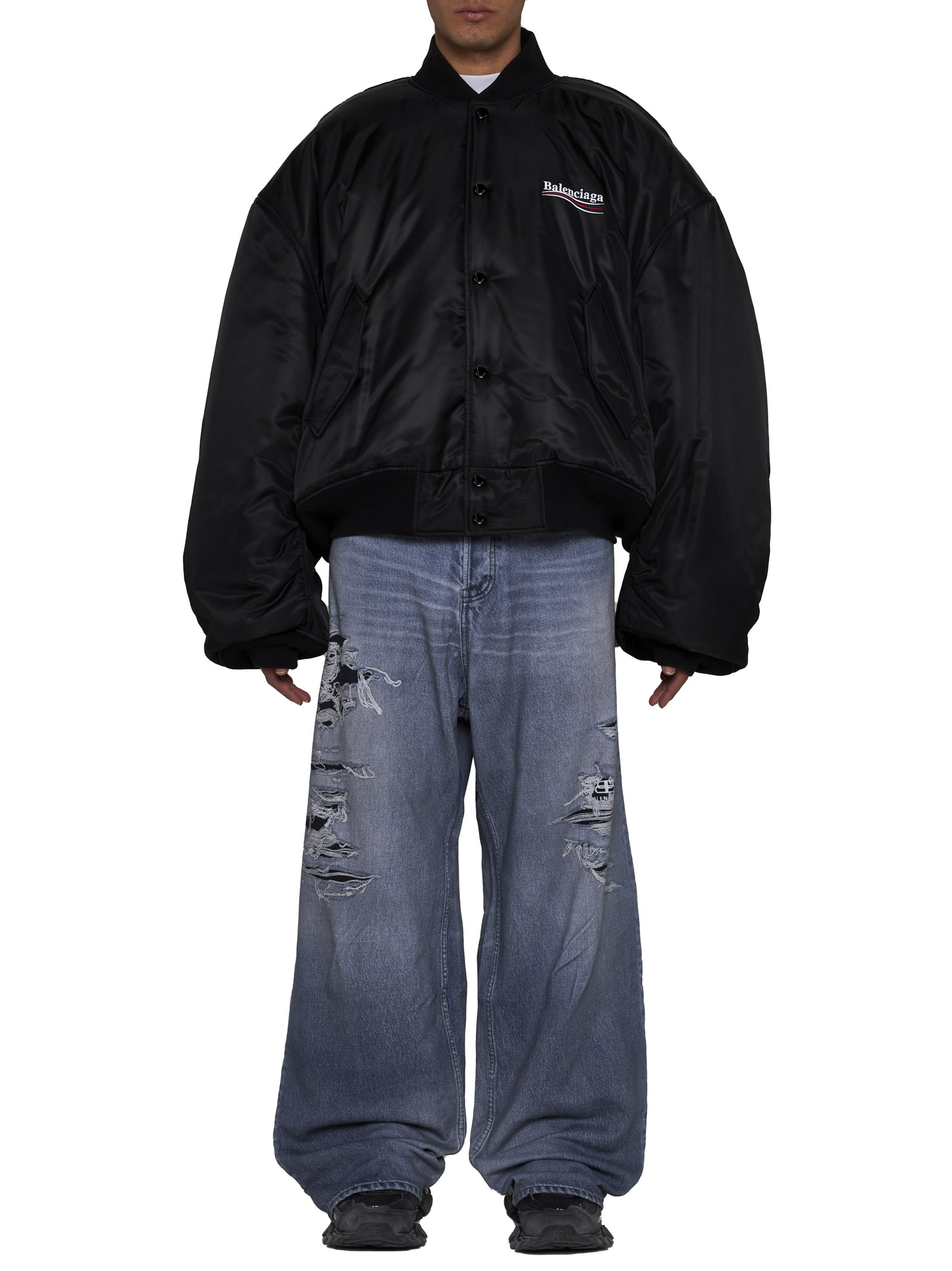 Balenciaga Varsity Bomber Jacket In Black
