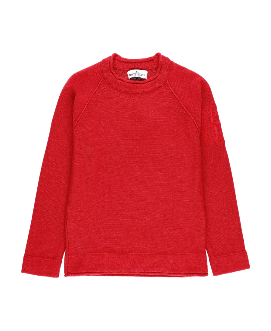 Stone Island Round Neck Long-sleeved Sweater In Red