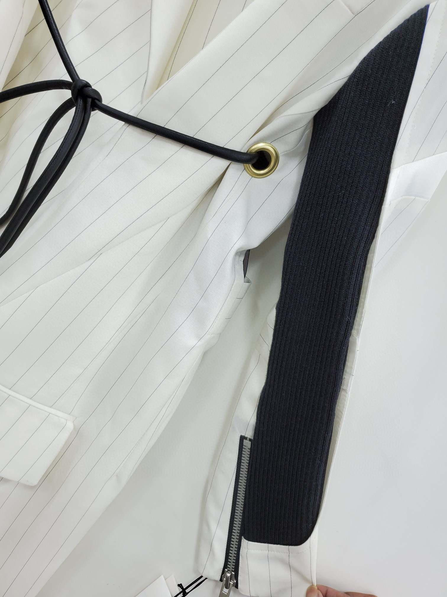 Shop Sacai Hybrid Contrast Panel Coat In White