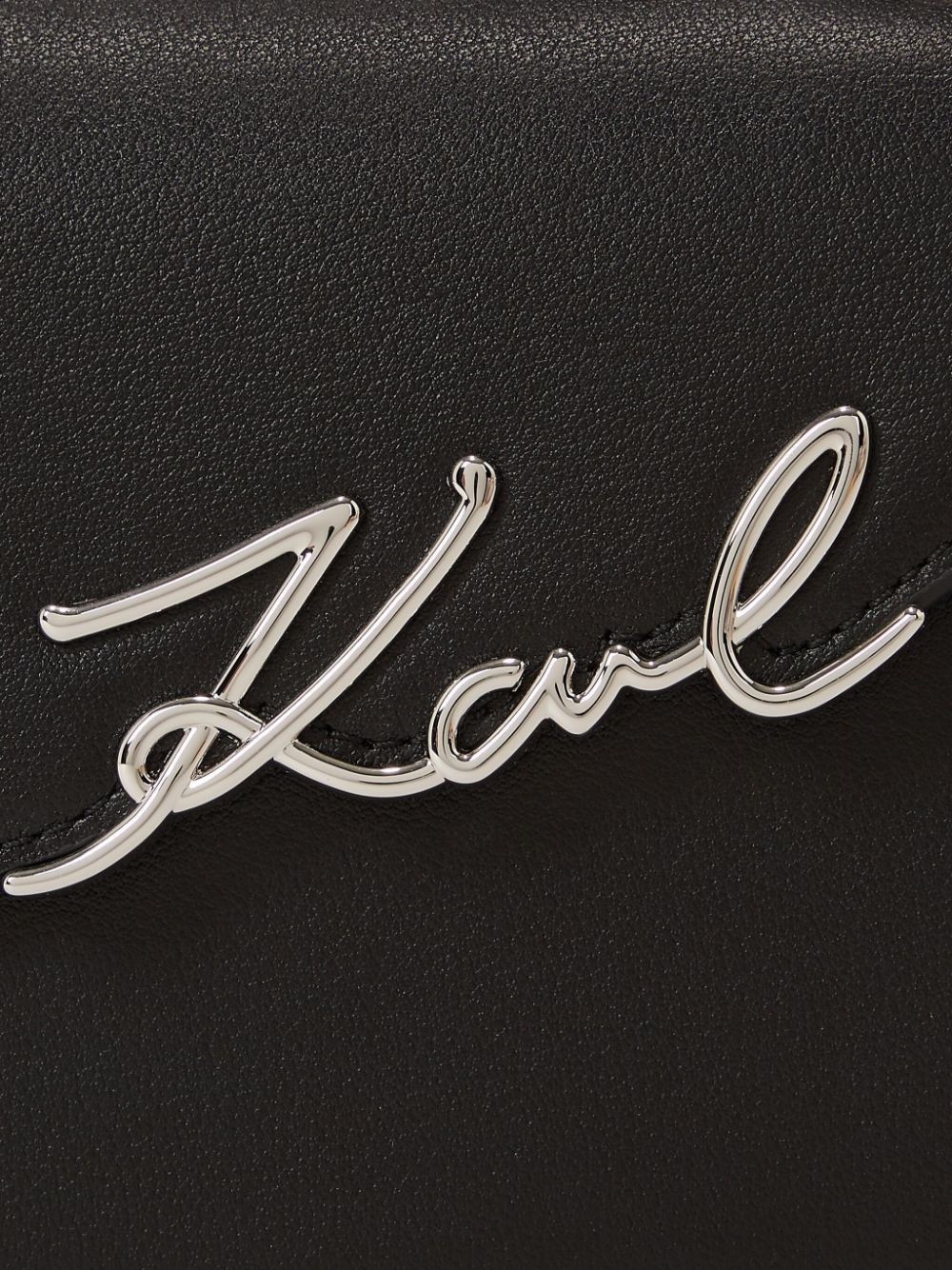 Karl Lagerfeld Signature Slim Leather Tote Bag In Black