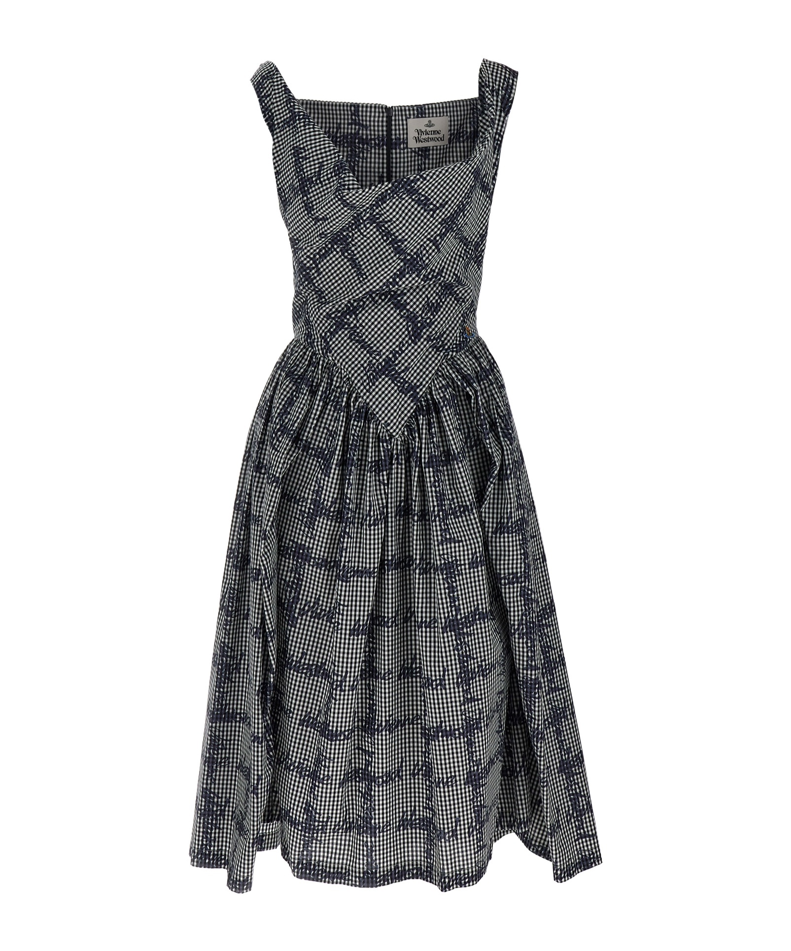 Vivienne Westwood Sunday Gingham Cotton Corset Midi Dress In Black