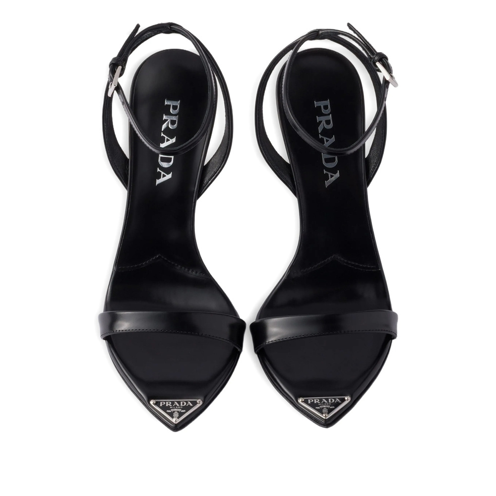 Prada Pointed Toe High Heel Sandals In Black