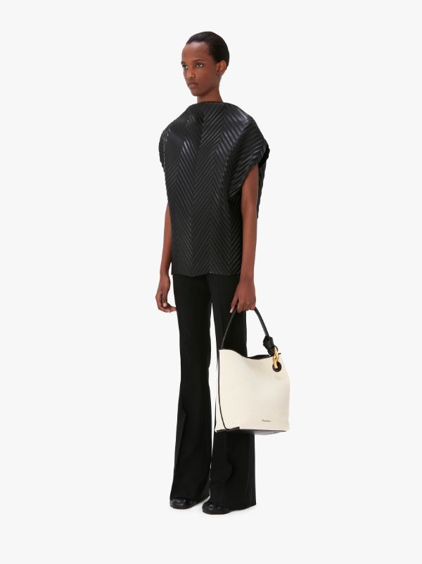 Jw Anderson The Chain Canvas Bucket Bag In Nude