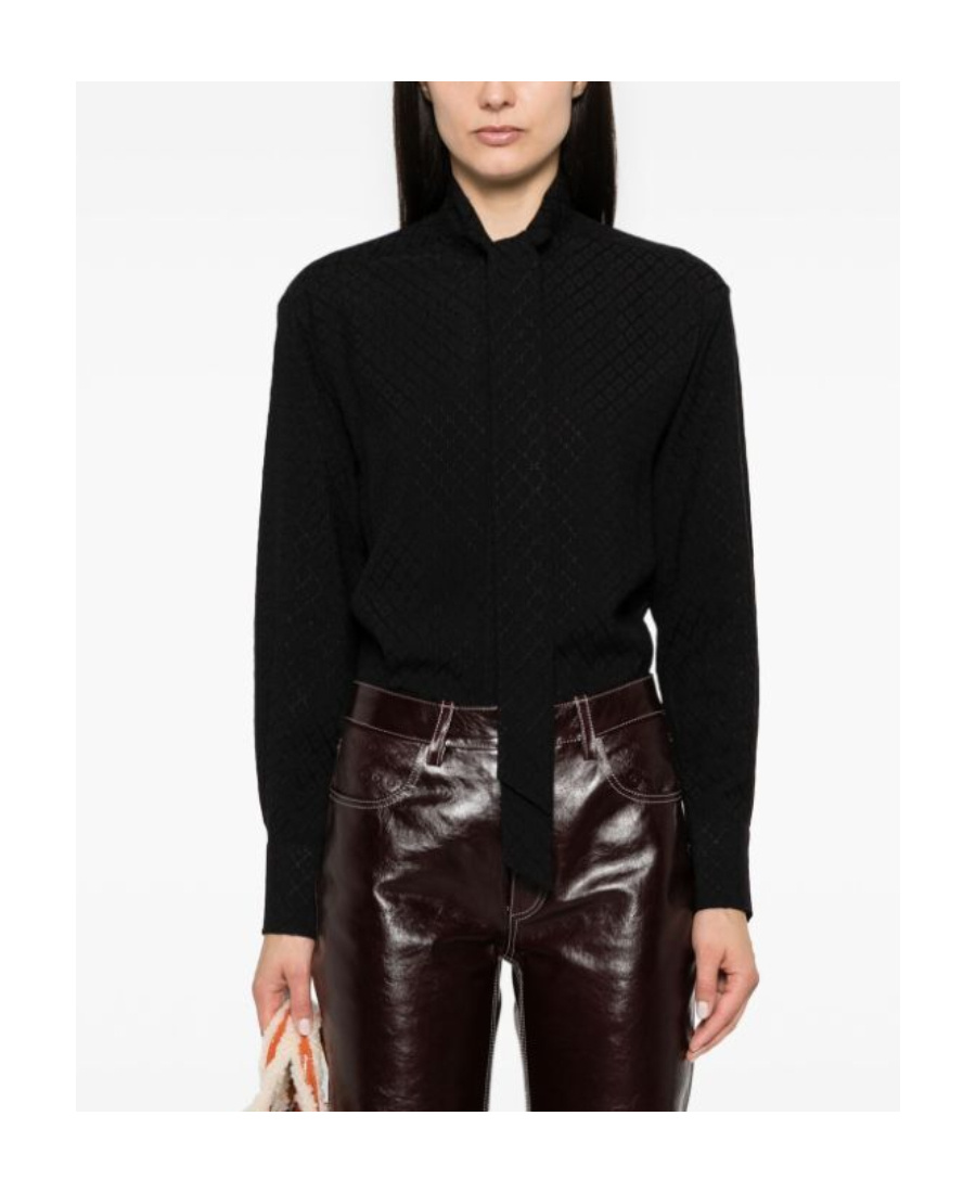 Golden Goose Journey Ws Tie-detailed Blouse Viscose Fabric In Black