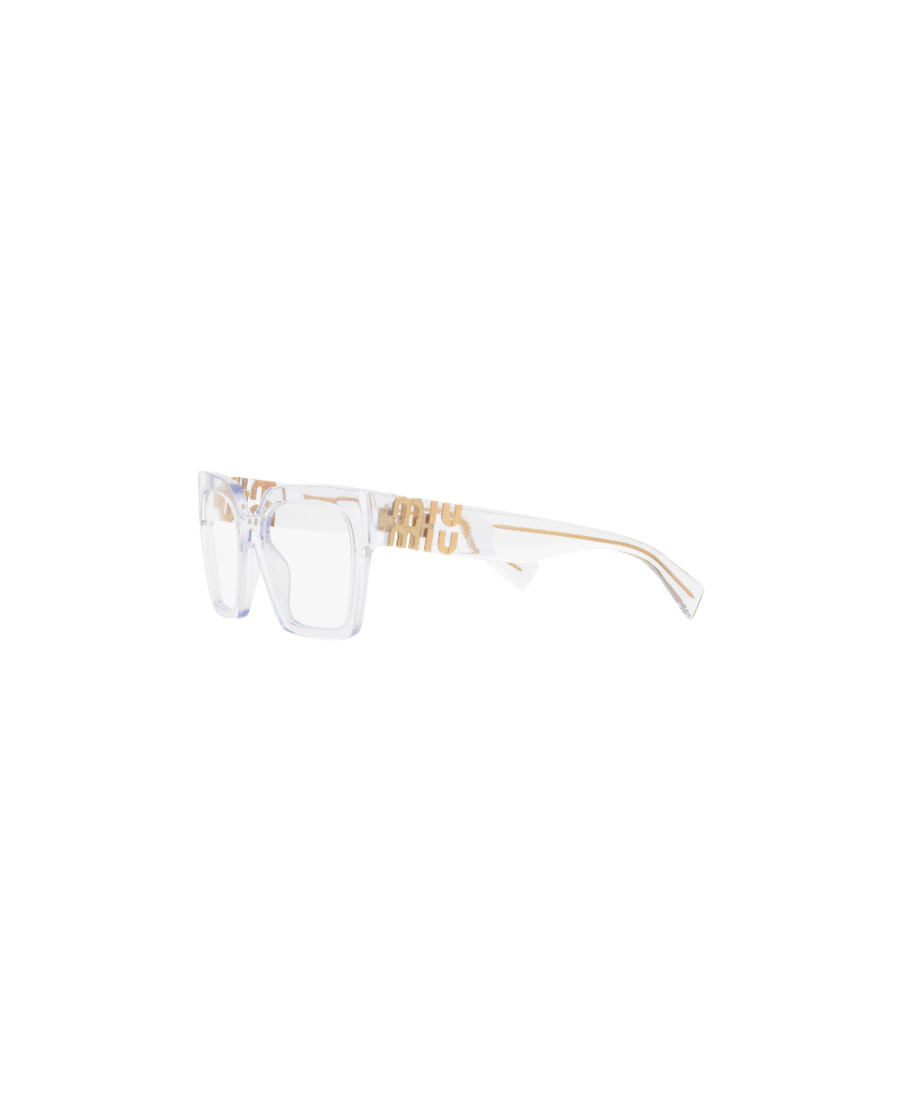 Miu Miu Logo-plaque Transparent Glasses In White