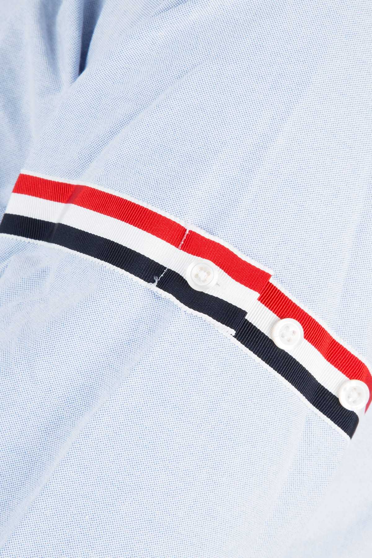 Thom Browne Long Sleeved Grosgrain-armband Shirt In Blue