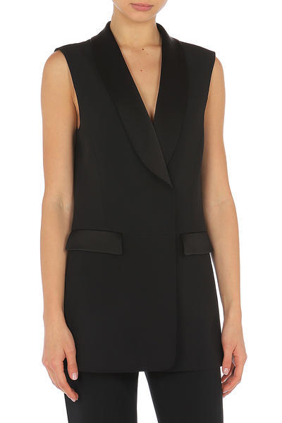 Alberta Ferretti Lapel Pocket Vest In Black