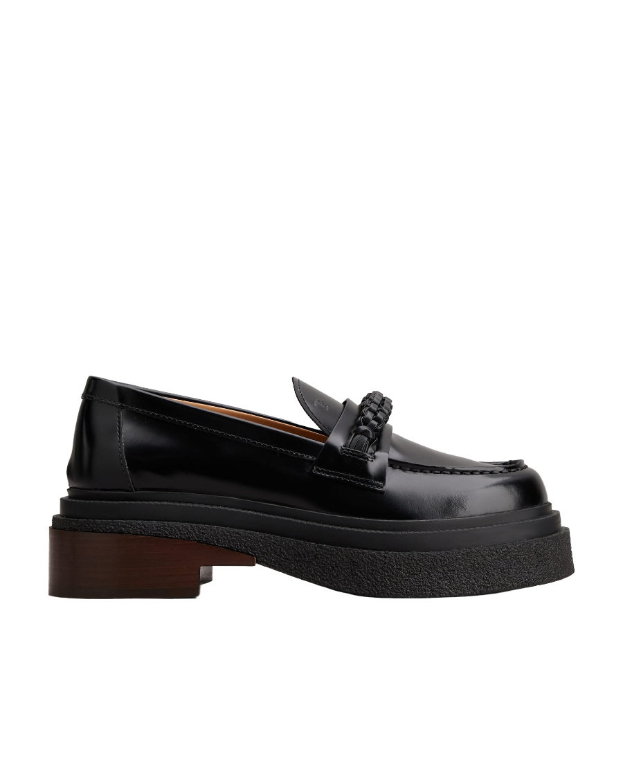 Shop Tod's Almond-toe Leather Loafers In Black