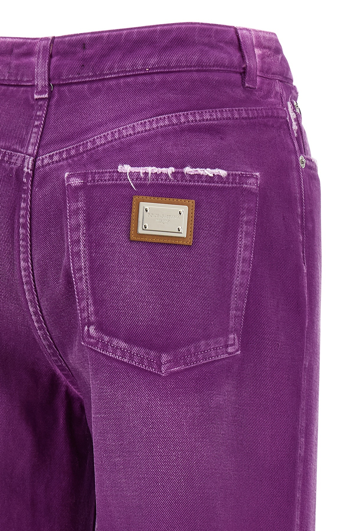 Dolce & Gabbana Flared Leg Trousers Rivet Accents In Purple