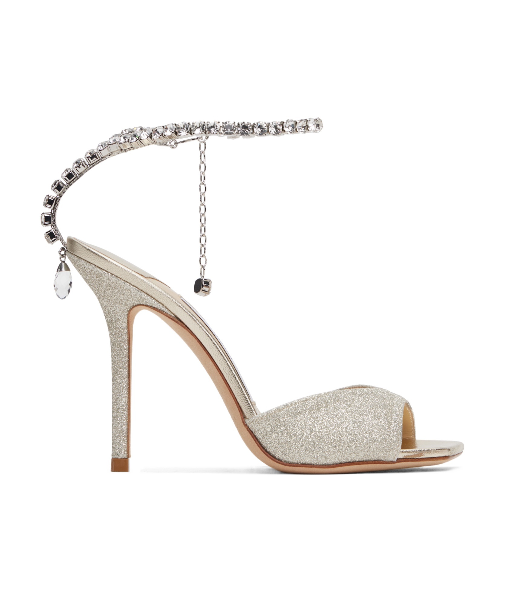 Jimmy Choo Saeda 100 Crystal-embellished Glitter Sandals In Nude