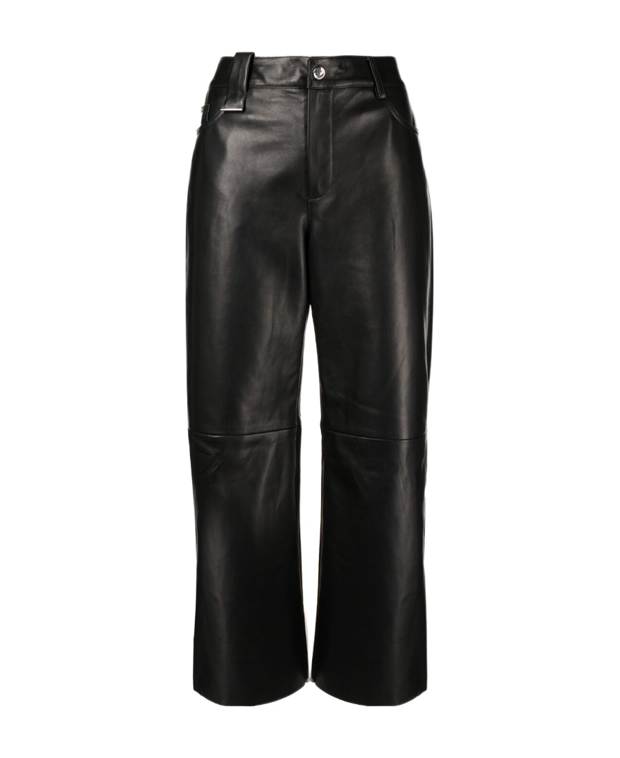 Drome High-waist Wide-leg Leather Trousers In Black