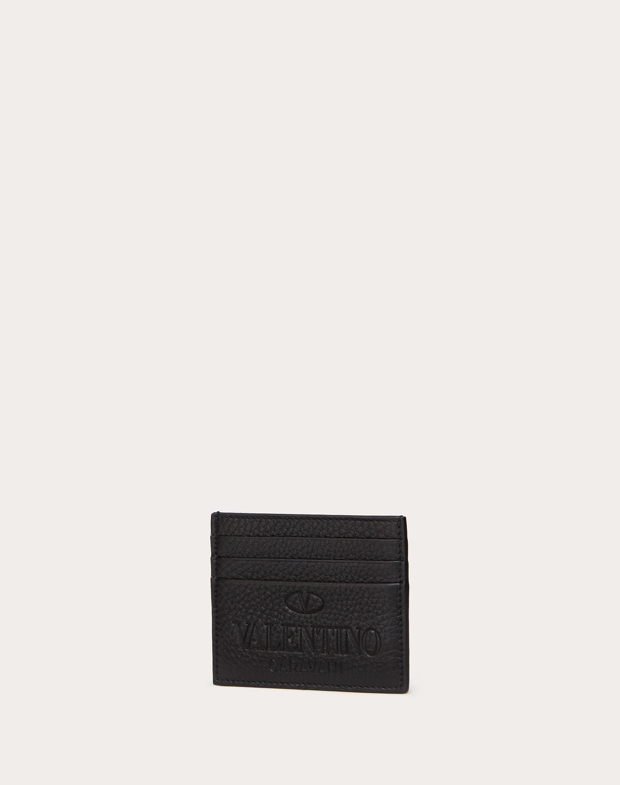 Valentino Logo Debossed Cardholder In Black