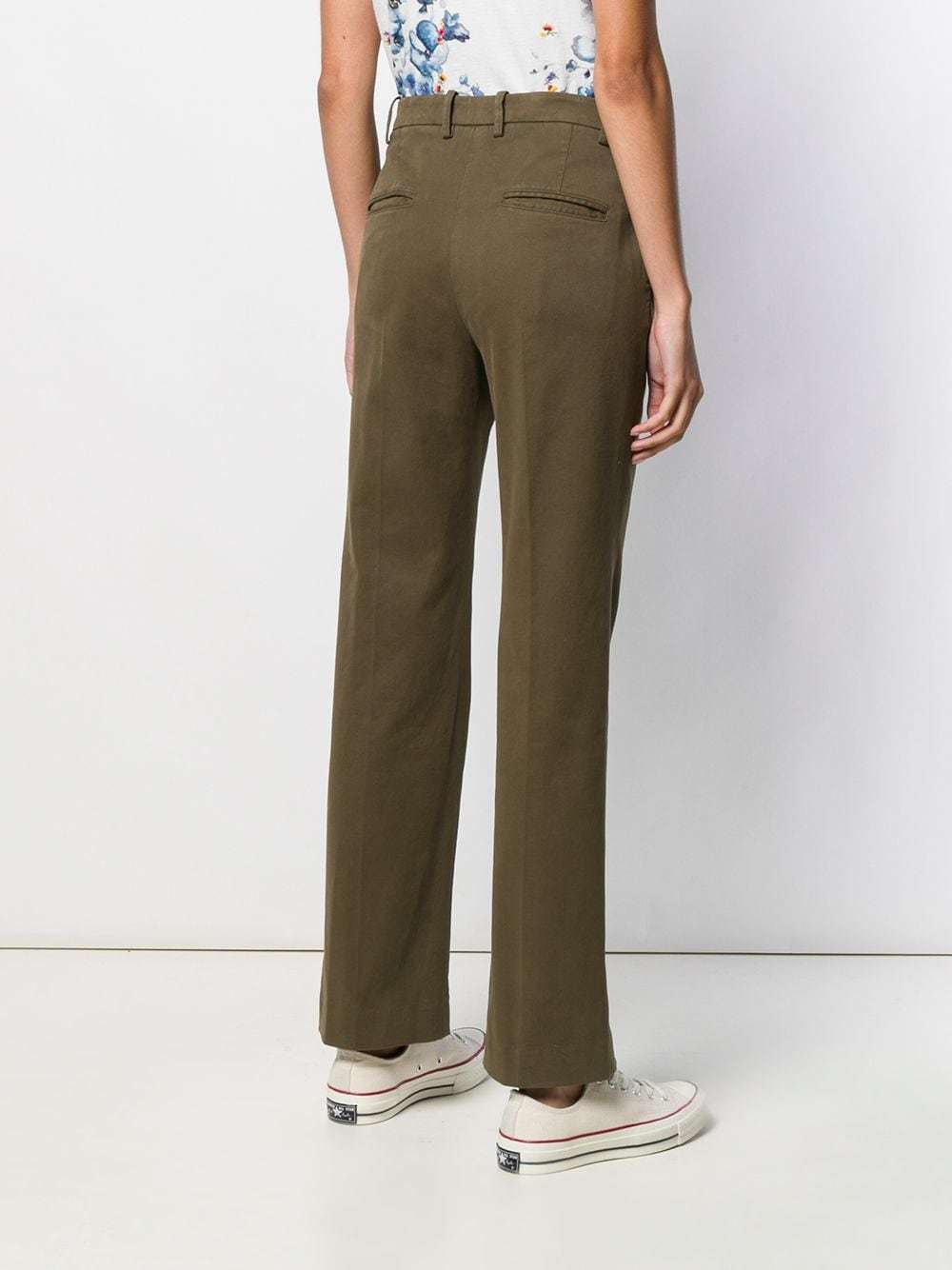 Aspesi Low-waist Flared Trousers In Green
