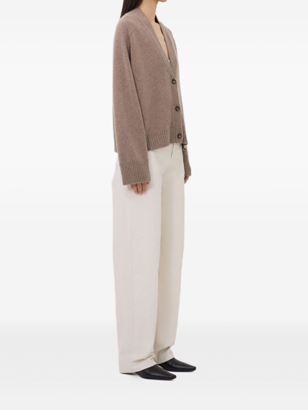 Loulou De Saison Kaia Lds Anthracite Grey Cashmere Cardigan In Brown