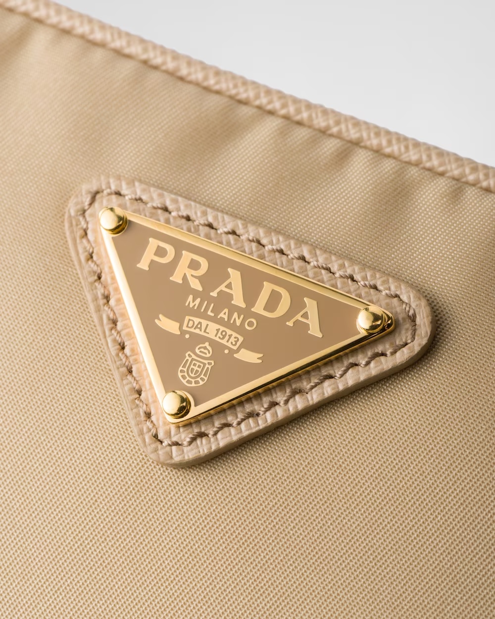 Prada Re-edition 1978 Re-nylon And Saffiano Leather Pouch In Camel Brown
