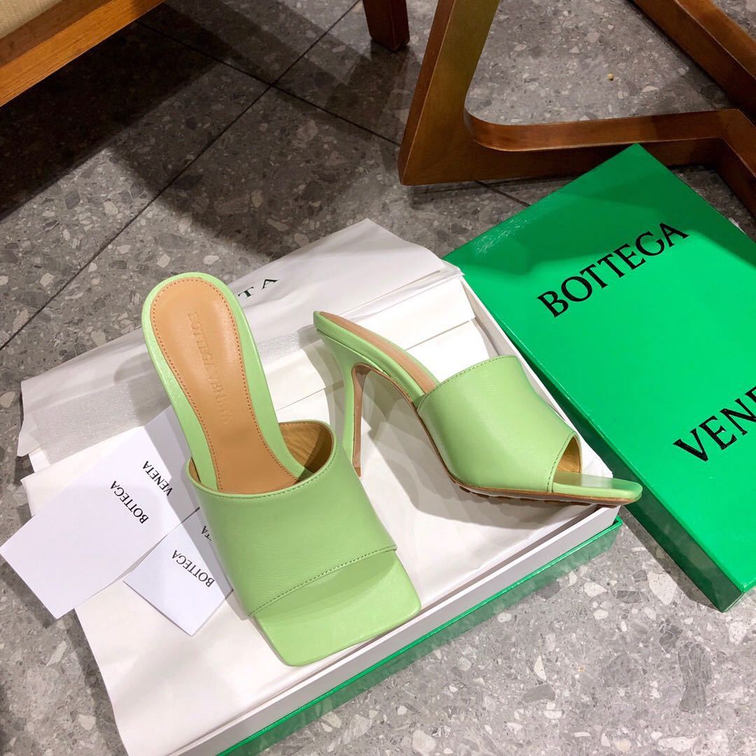 Bottega Veneta Slip-on 90mm Leather Sandals In Green