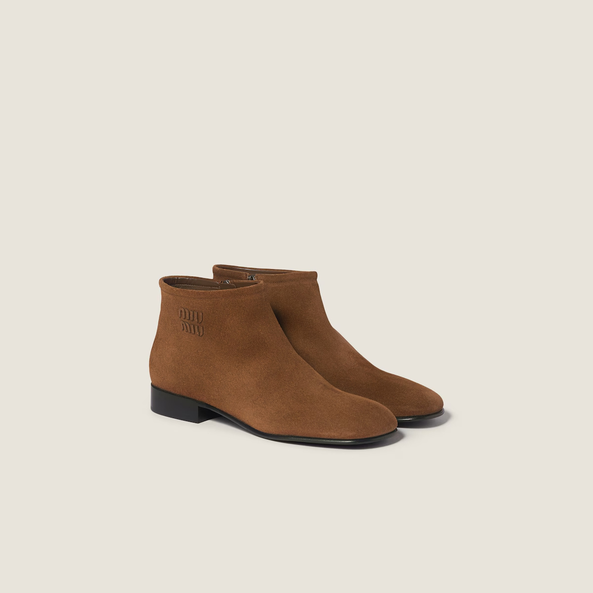 Miu Miu Zipper Ankle Boots In Brown