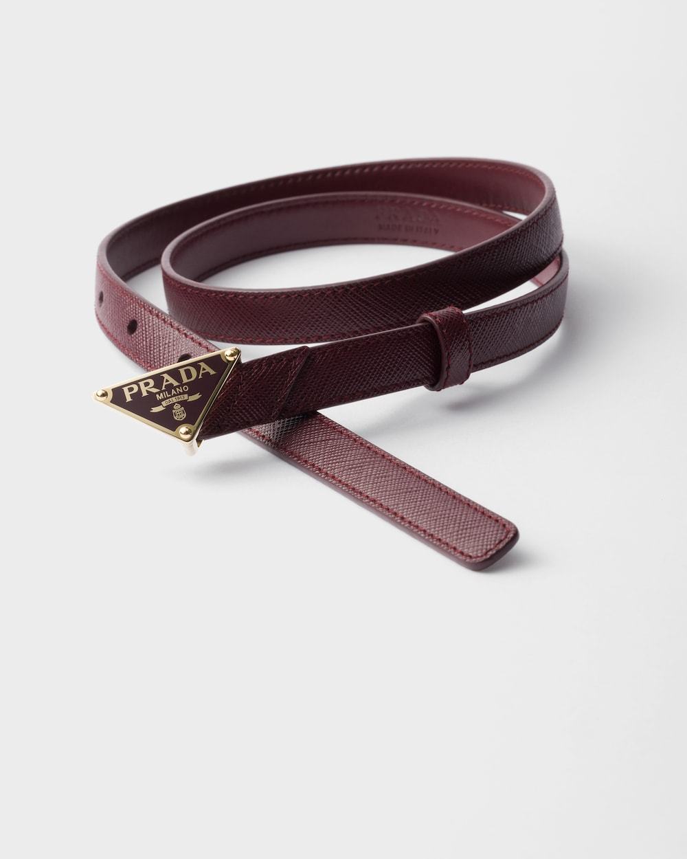 Prada Saffiano-leather Belt In Burgundy