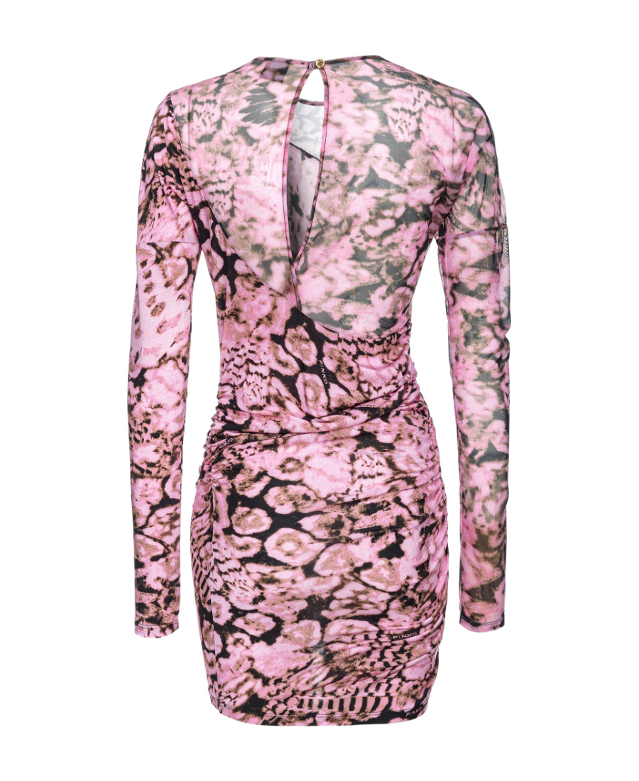 Pinko Floral-print Ruched Minidress In Pink