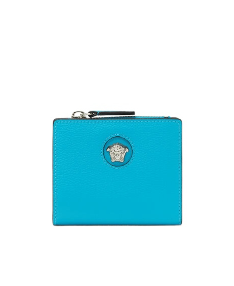 Versace La Medusa Bi-fold Wallet In Blue