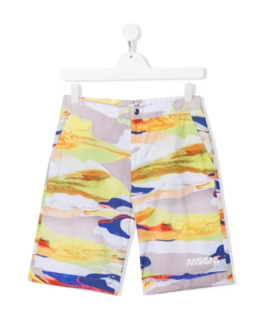 MSGM COLOR-BLOCK CAMOUFLAGE SHORTS