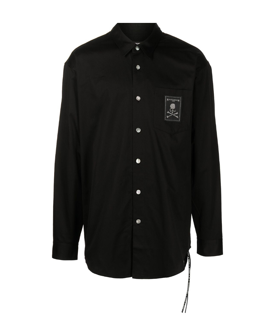 Mastermind Japan Logo-patch Cotton-poplin Shirt In Black