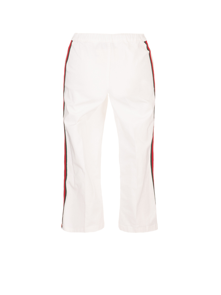 Gucci Web-detail Straight-leg Trousers In White