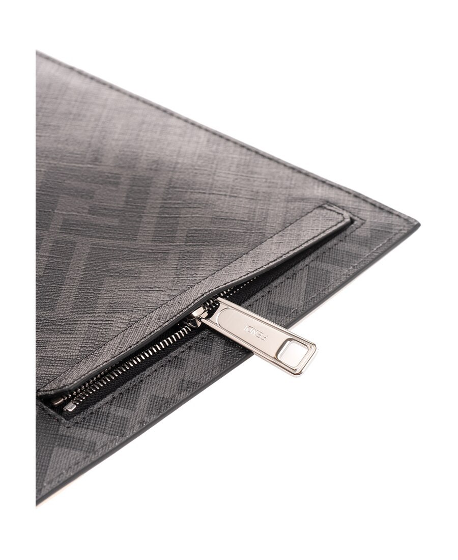 Fendi Flat Ff Motif Panelled Pouch In Black
