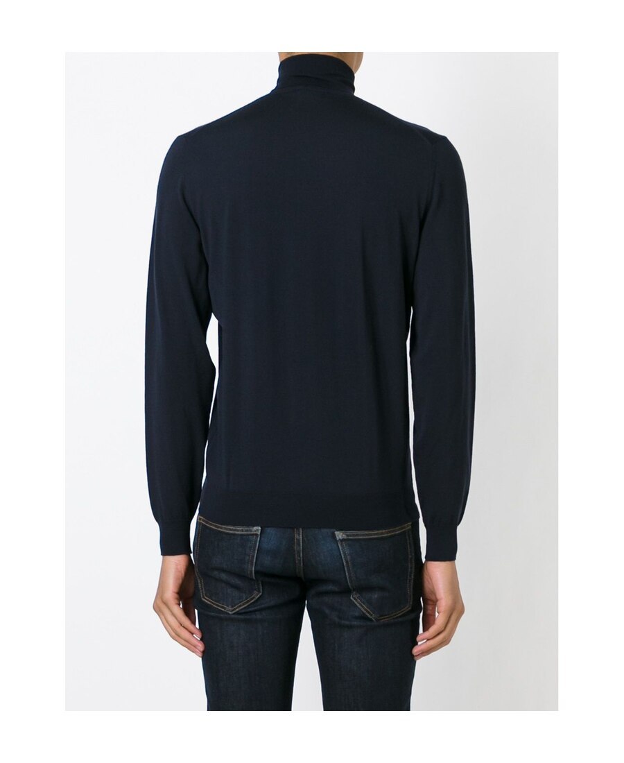 Drumohr Turtleneck Merino Wool Sweater With Ribbed Edge In Black