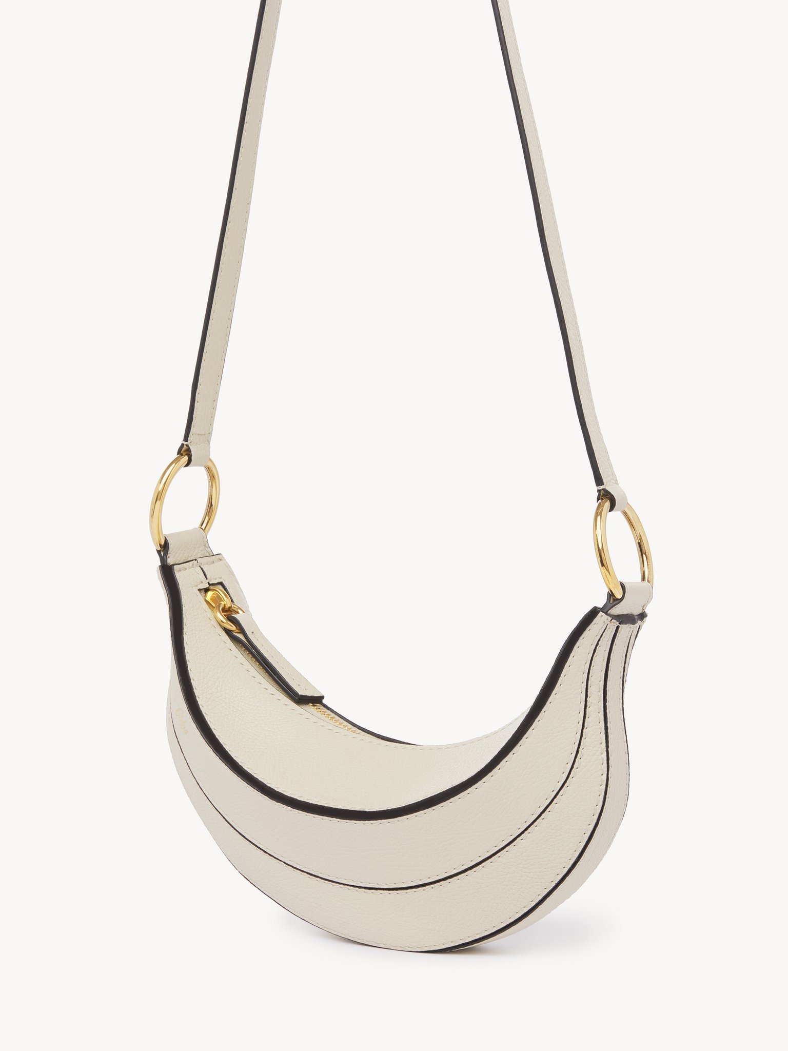 Chloé Chloe Banana Cross-body Bag In Grained Leather In White