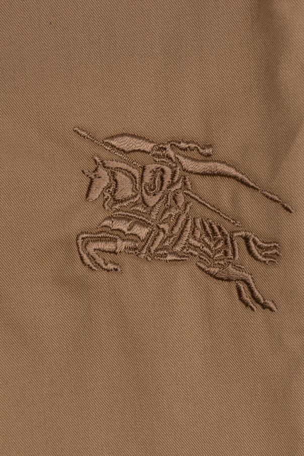Burberry Ekd Embroidered Straight Leg Pants In Brown