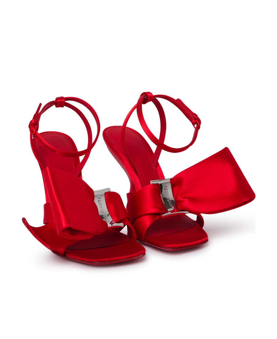 Ferragamo Helena Bow Ankle-strap Sandals In Red