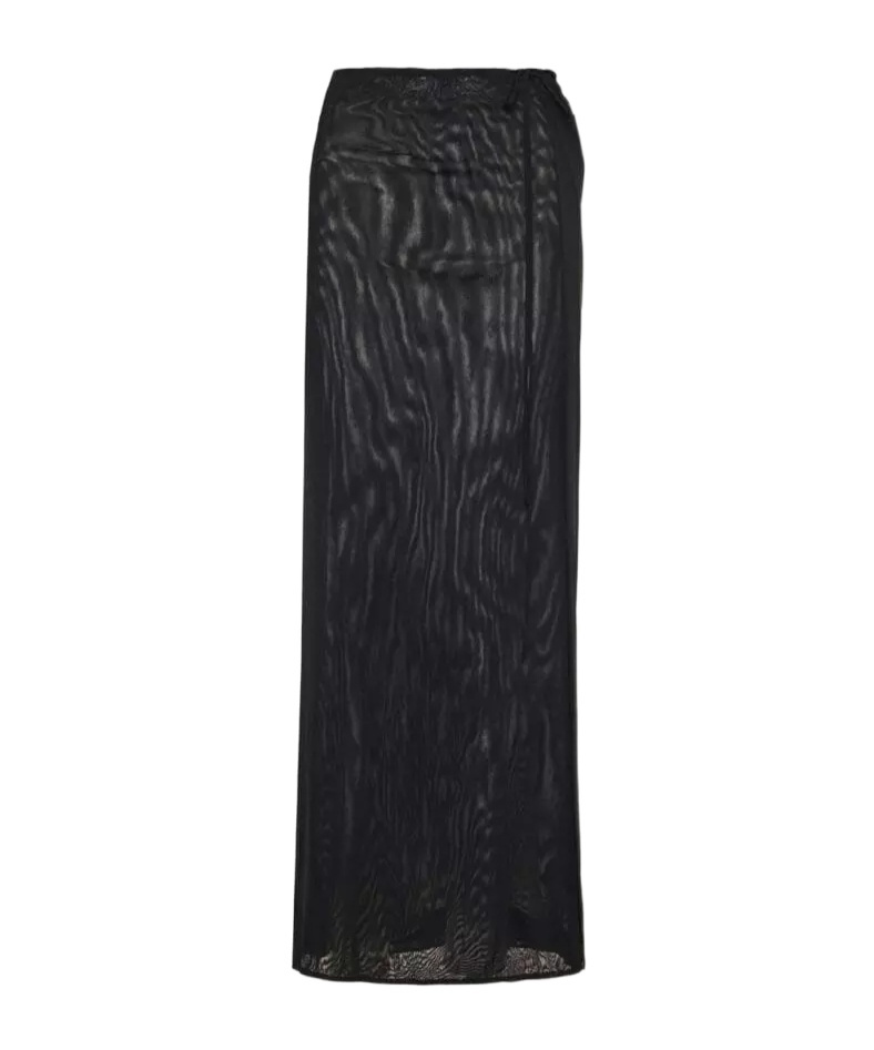 Saint Laurent Semi-sheer Long Wrap Skirt In Black