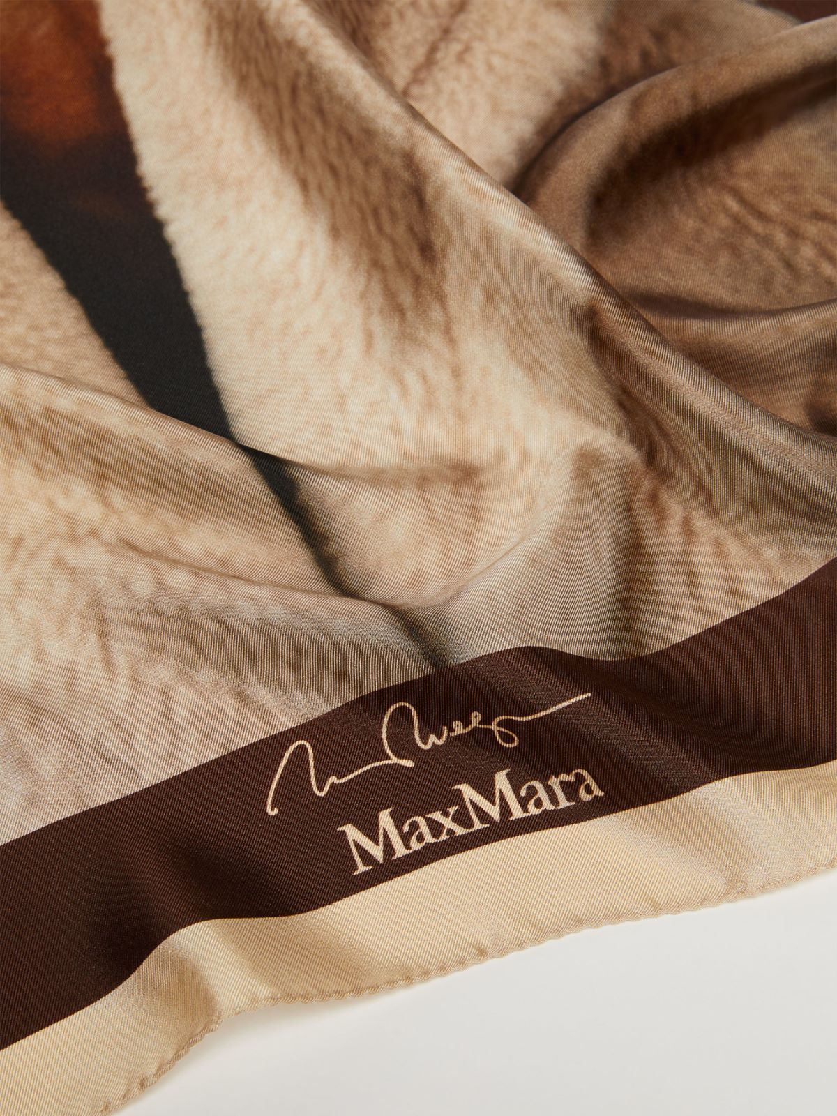 Max Mara Carreteddydog Silk Scarf In Nude
