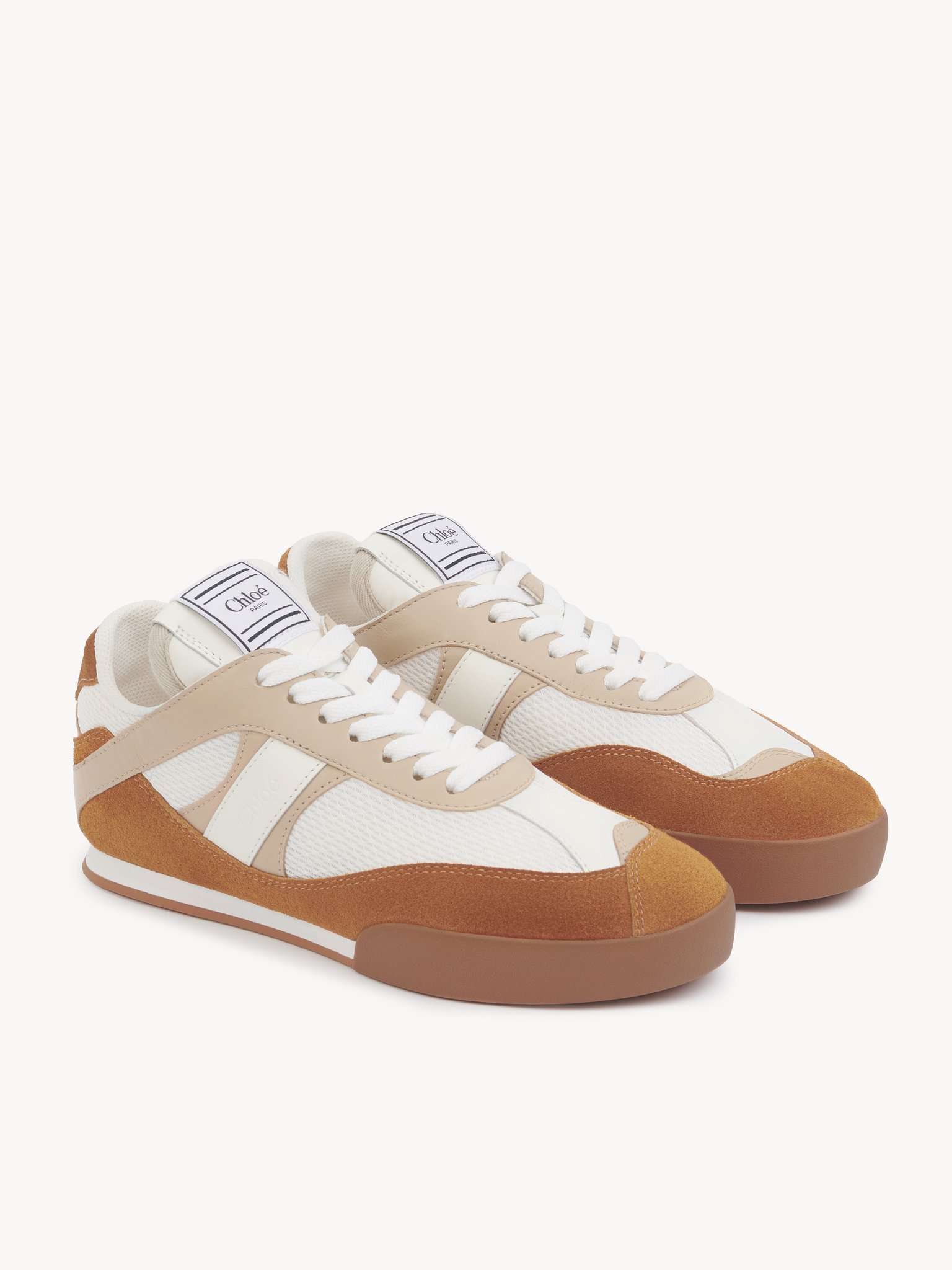 Chloé Lace-up Footwear Featuring Contrast Panels In Brown