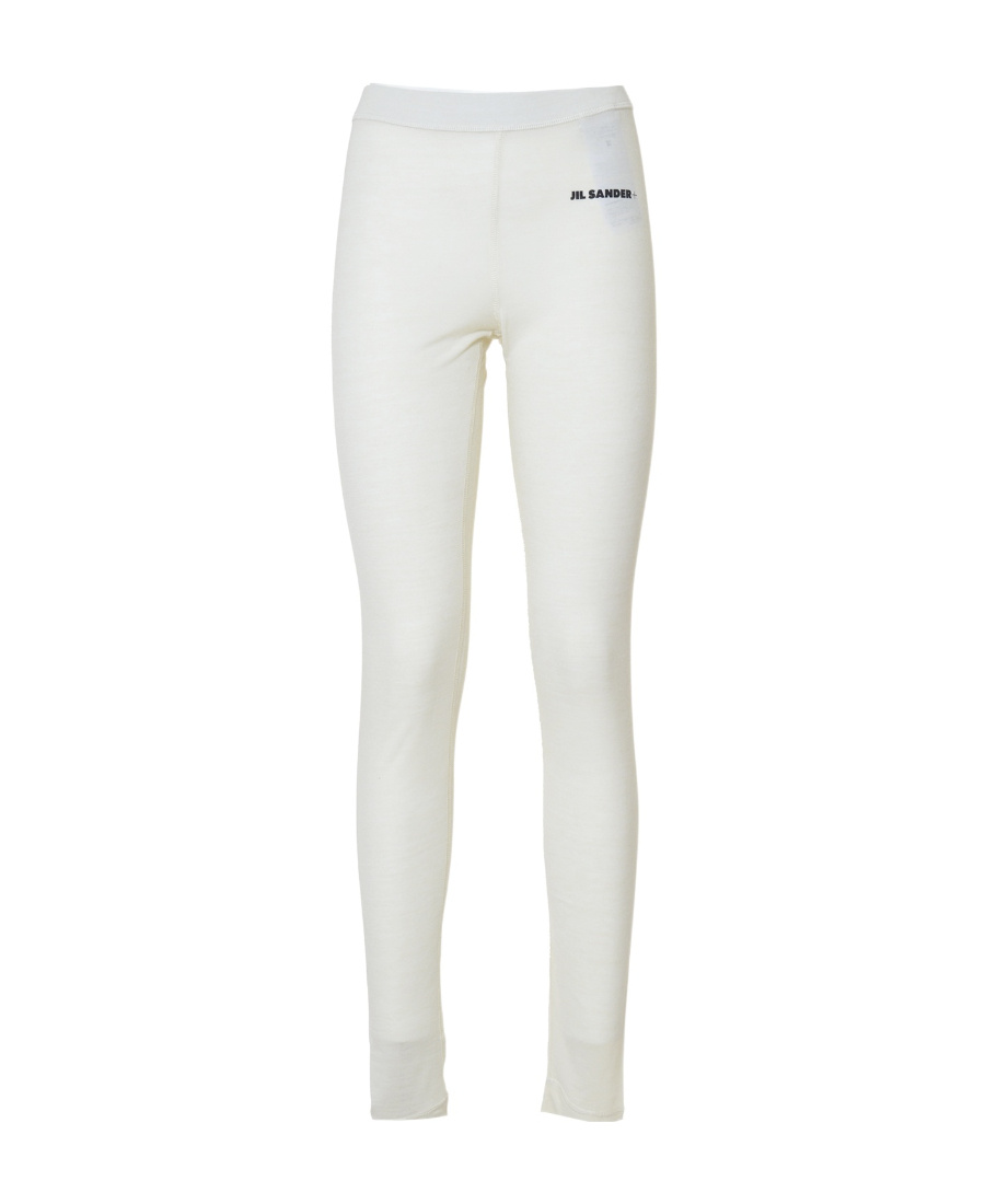 Jil Sander Logo Wool Leggings In White