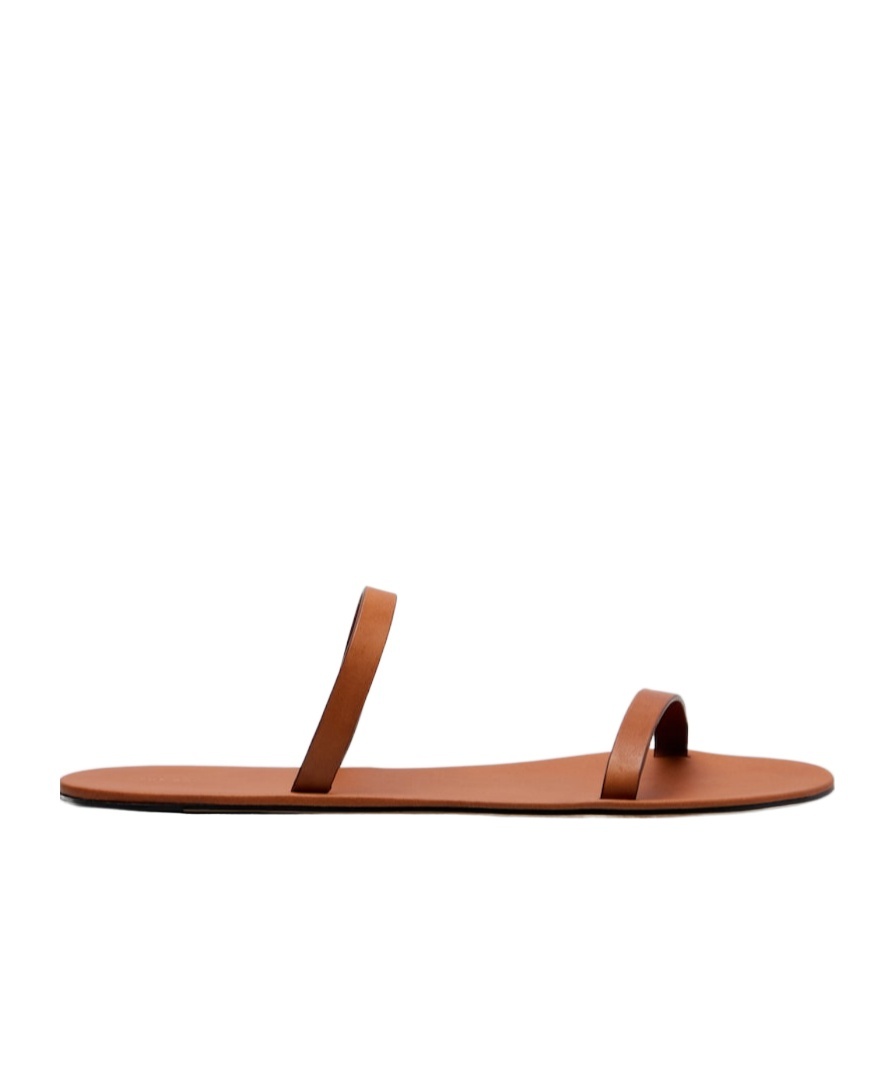 The Row Helena Leather Sandals In Brown