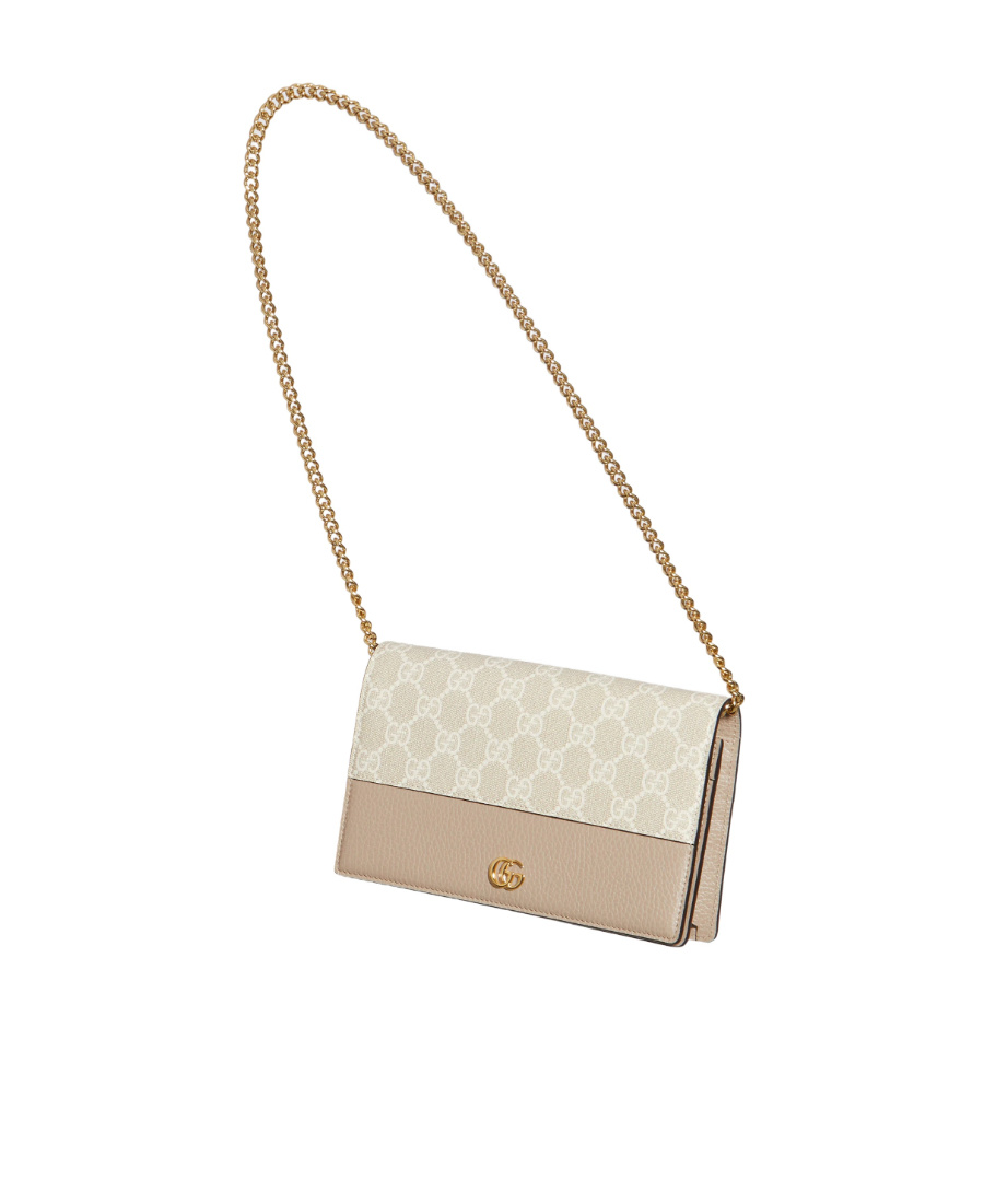 Gucci Gg Marmont Chain-strap Wallet In Nude