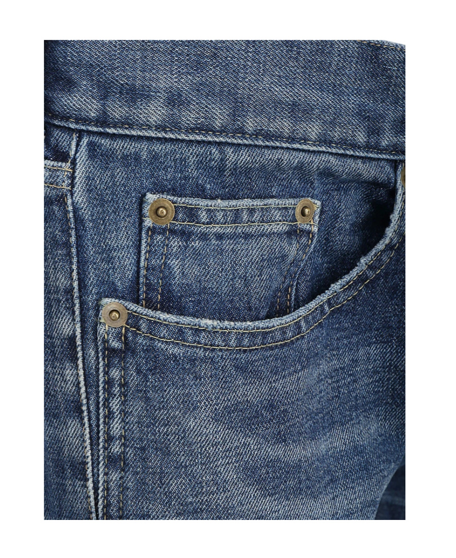 Saint Laurent Cotton Washed Jeans In Blue