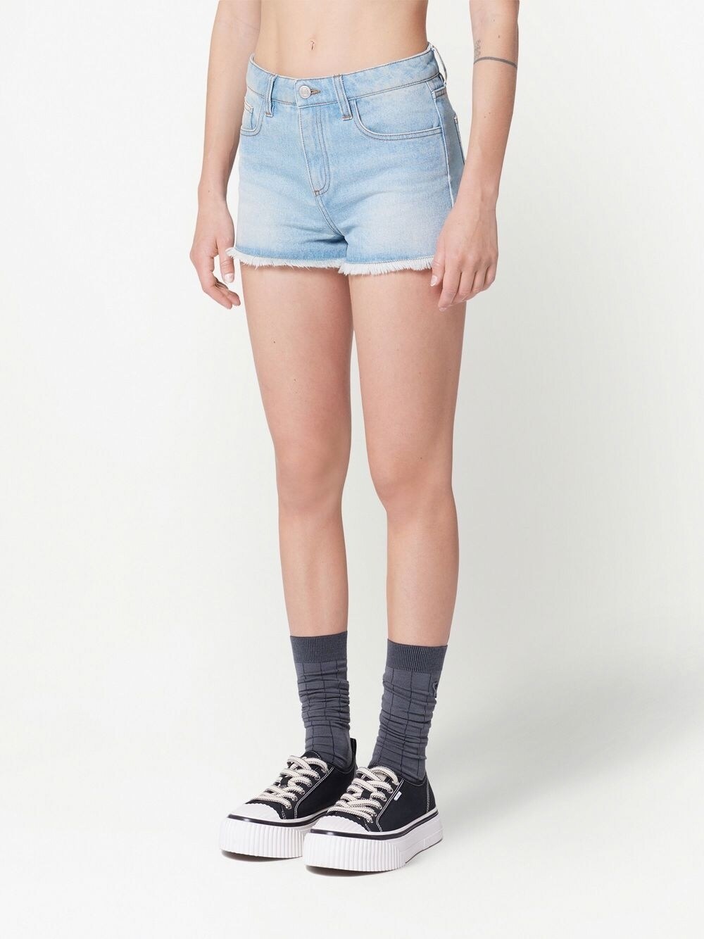 Ami Alexandre Mattiussi Raw-cut Mini Shorts In Blue