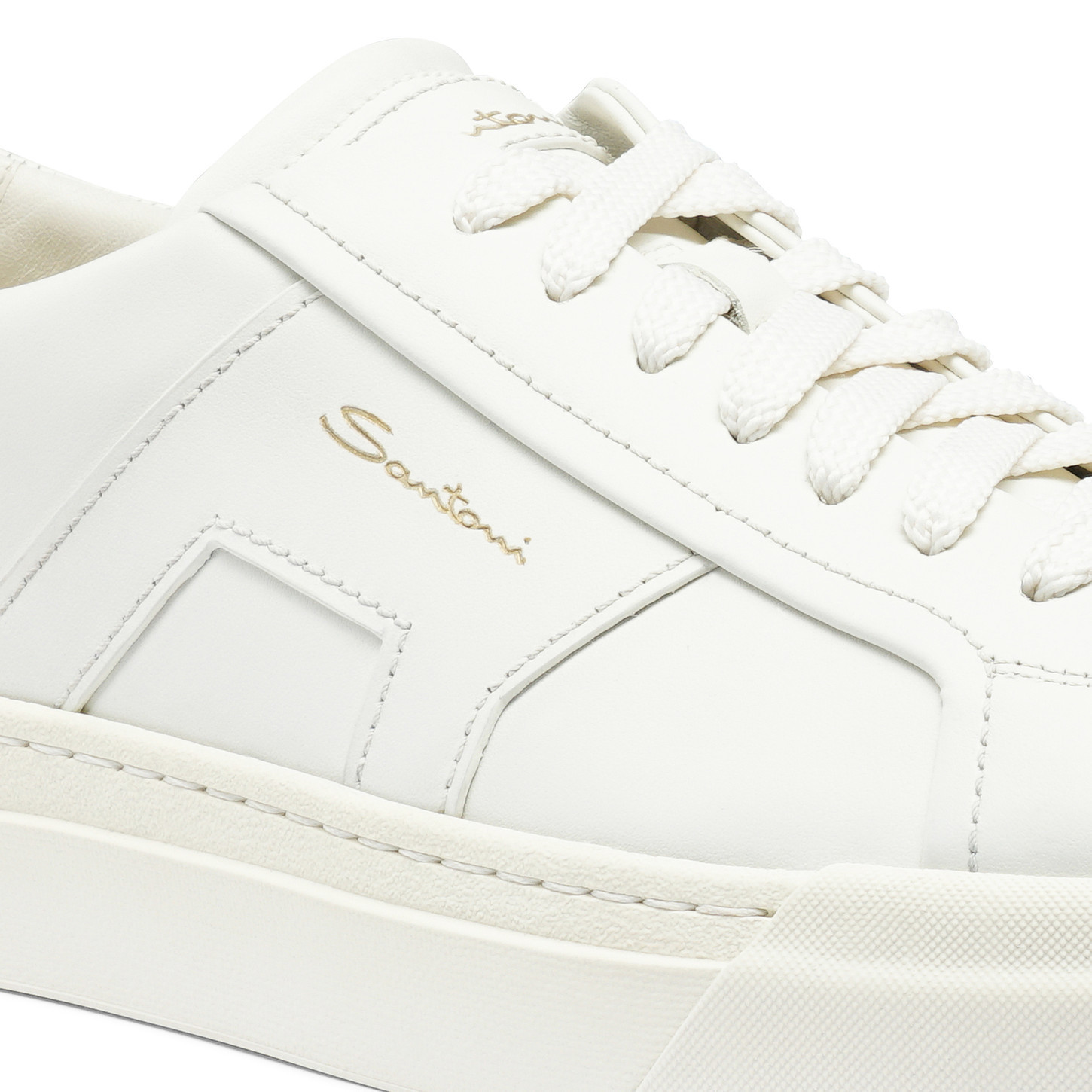 Shop Santoni Double Buckle Low-top Sneakers In White