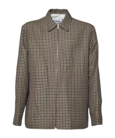 Jil Sander Gingham-pattern Zip-up Shirt In Green